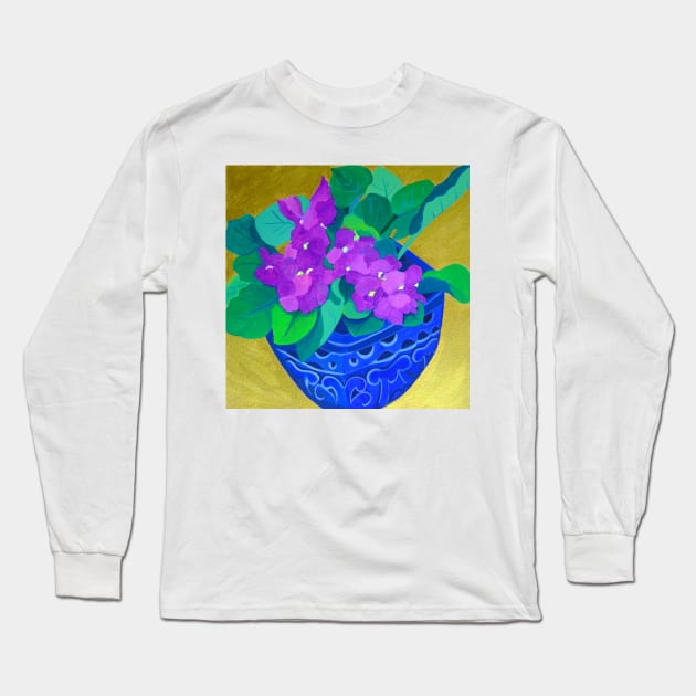 African Violets Long Sleeve T-Shirt by veroniqueayac